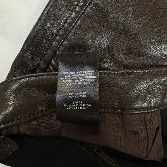 Wilfred Aritzia Brown Faux Leather Flare Pants Women's 8 Y2K 90s Bootcut Concert - Picture 12 of 16